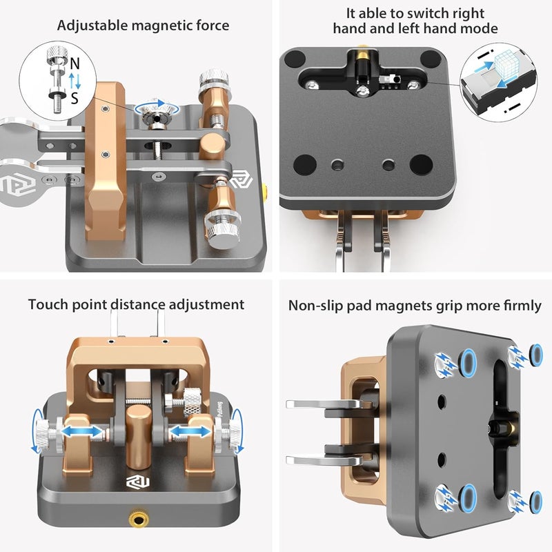 Putikeeg CW Key Morse Code Key Morse Telegraph Key Morse Code Key Aluminum Alloy CW Morse Code Key Square-Shaped Base Grey - Image 5